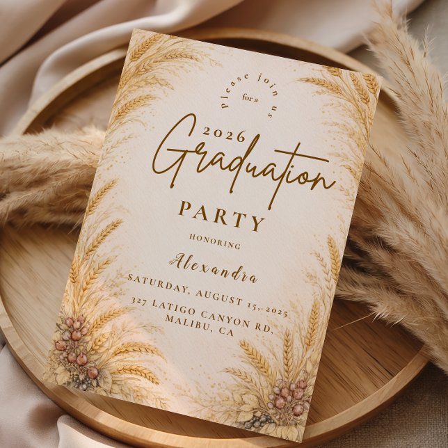 Vintage Wheat Field Graduation Party Invitation (Creator Uploaded)