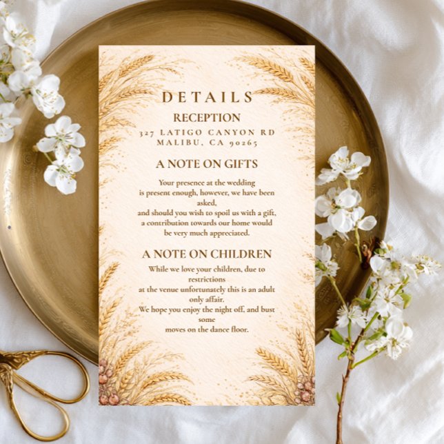 Vintage Wheat Field Rustic Wedding Enclosure Card (Creator Uploaded)