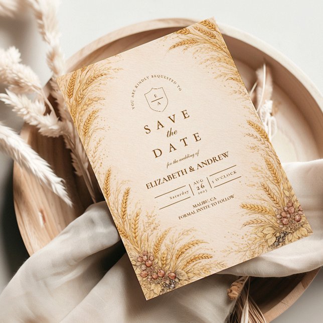 Vintage Wheat Field Rustic Wedding Save The Date (Creator Uploaded)