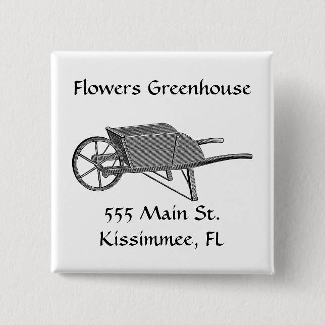 Vintage Wheelbarrow Button (Front)