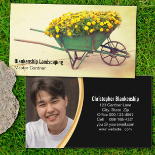 Vintage Wheelbarrow Flowers Gardener Custom Photo Business Card