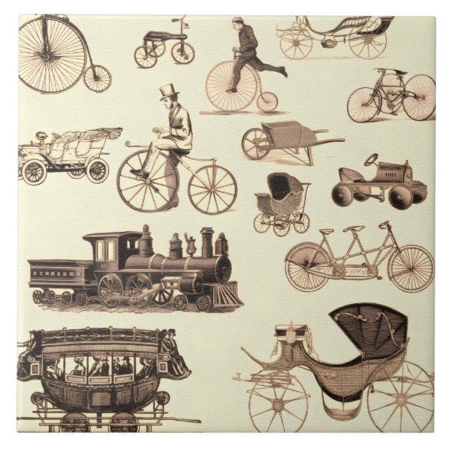 Vintage Wheels Ceramic Tile (Front)
