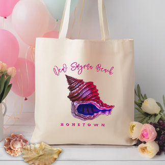 Vintage Whelk Seashell Custom Text Tote Bag