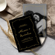 Vintage Whimsical Black and Gold Photo Wedding