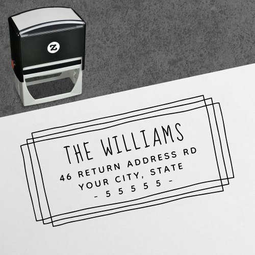 Vintage whimsical border return address self_inking stamp