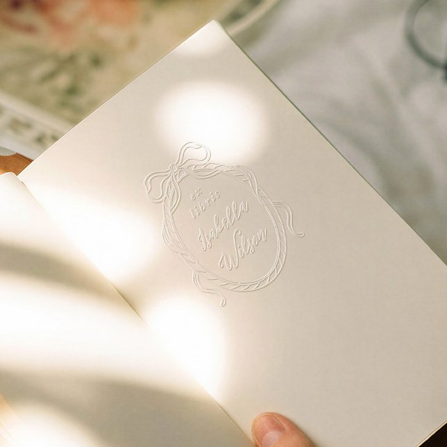 Vintage Whimsical Bow Calligraphy Ex Libris Book Embosser (Creator Uploaded)