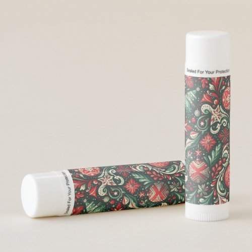 VintageWhimsicalChristmasRed  Green  Lip Balm