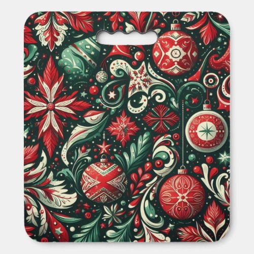VintageWhimsicalChristmasRed  Green  Seat Cushion