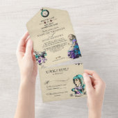 Vintage Whimsical Dark Alice in Wonderland Wedding All In One Invitation (Tearaway)