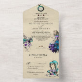 Vintage Whimsical Dark Alice in Wonderland Wedding All In One Invitation (Inside)