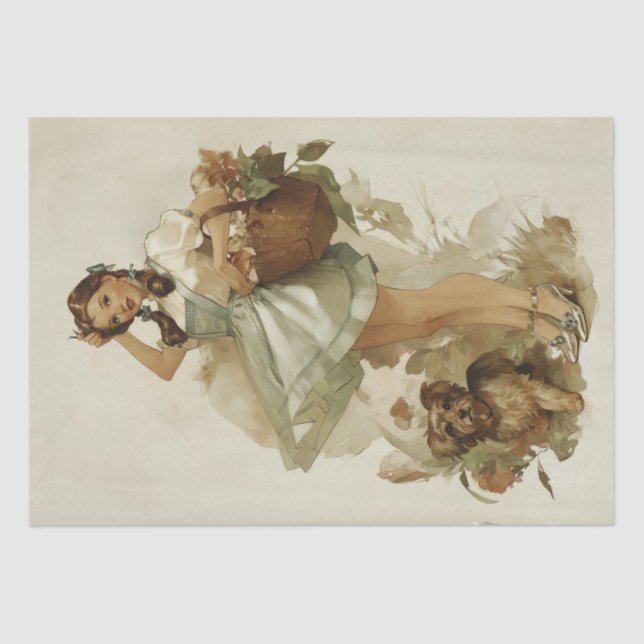 Vintage Whimsical Dorothy and Toto Tissue Paper (Front)