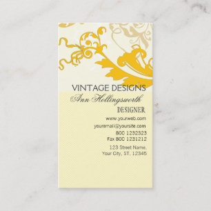 Vintage Whimsical Elegant Pale Gold Floral Business Card
