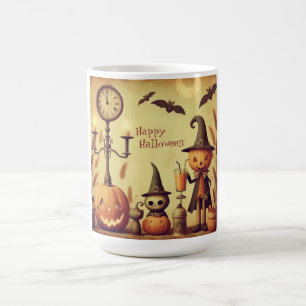 Vintage, whimsical Halloween pumpkins & bats Coffee Mug