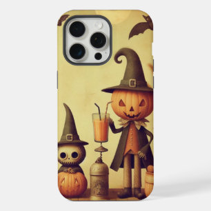 Vintage, whimsical Halloween pumpkins & bats iPhone 15 Pro Max Case