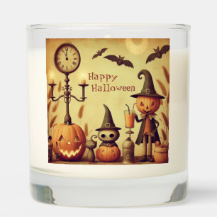 Vintage, whimsical Halloween pumpkins & bats Scented Candle