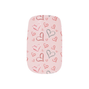 Vintage Whimsical Multicolored Hearts Drawing Minx Nail Art