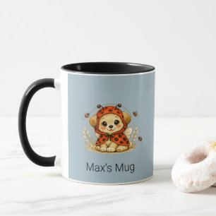 Vintage Whimsical Puppy Ladybug Costume Art Mug