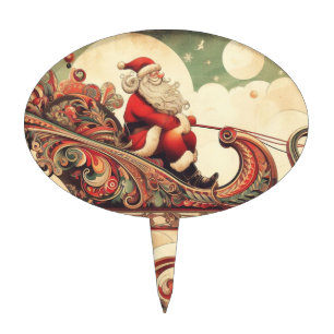 vintage/whimsical/santa/Christmas Cake Topper