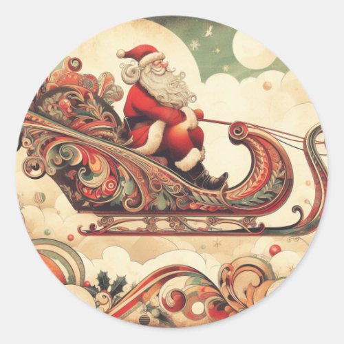 vintagewhimsicalsantaChristmas Classic Round Sticker