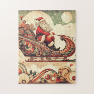 vintage/whimsical/santa/Christmas Jigsaw Puzzle