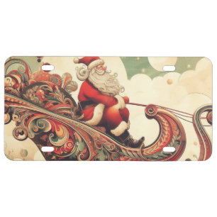 vintage/whimsical/santa/Christmas License Plate