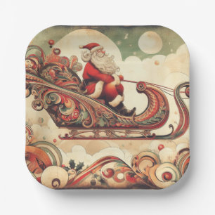 vintage/whimsical/santa/Christmas Paper Plates