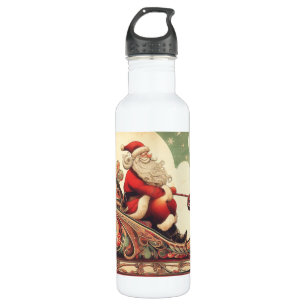 vintage/whimsical/santa/Christmas Stainless Steel Water Bottle