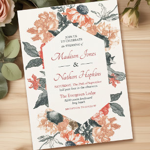 Vintage Whimsical Watercolor Floral Wedding   Invitation