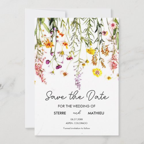 Vintage Whimsical Wildflowers Save The Date