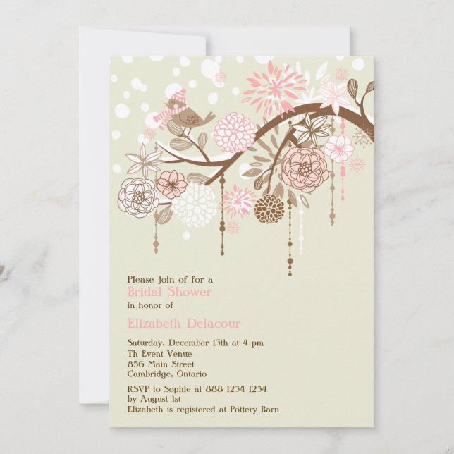 Vintage Whimsical Winter Bridal Shower Invitation (Front)