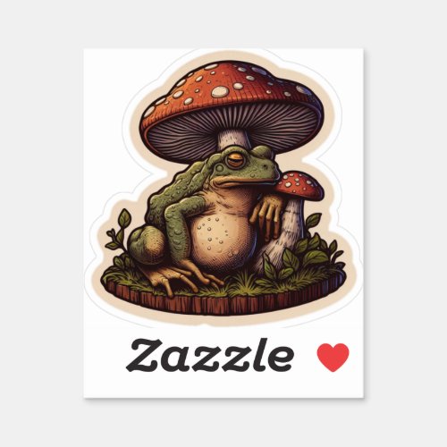 Vintage whimsical wise forest toad  sticker