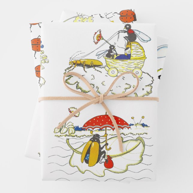 Vintage Whimsical Woodland Wedding  Wrapping Paper Sheets (In situ)