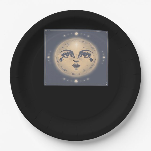 Vintage Whimsigoth Moon Paper Plates (Front)