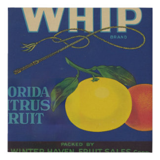 Vintage Whip Citrus Fruit Label  Faux Canvas Print