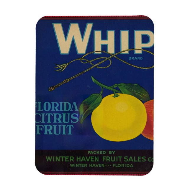 Vintage Whip Citrus Fruit Label  Magnet (Vertical)