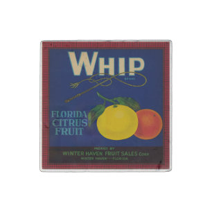 Vintage Whip Citrus Fruit Label Stone Magnet