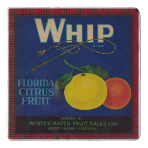 Vintage Whip Citrus Fruit Label Trivet