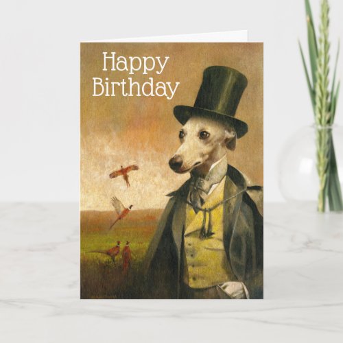 Vintage Whippet Birthday Card