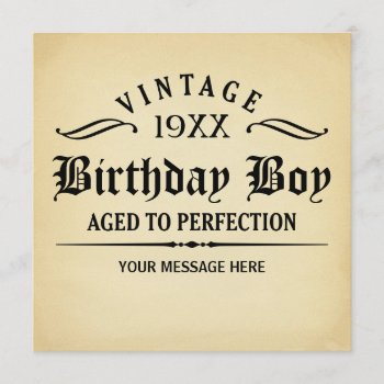 Vintage Whiskey Aged To Perfection Birthday Invite by giftcy at Zazzle