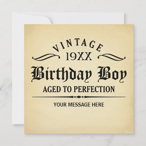 Vintage Whiskey Aged to Perfection Birthday Invite