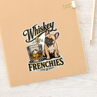 Vintage Whiskey and Frenchies French Bulldog Sticker
