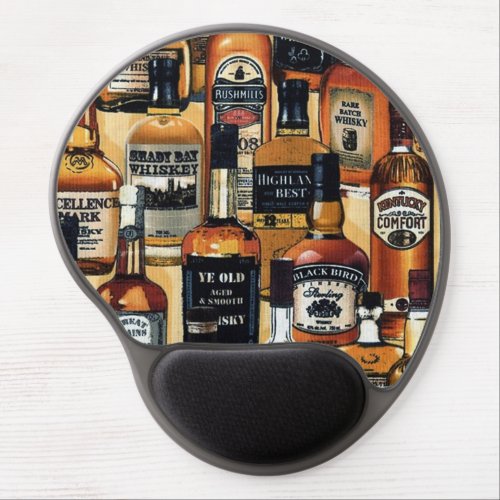 Vintage Whiskey Bottles Gel Mouse Pad