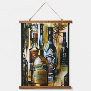 Vintage Whiskey Bottles Hanging Tapestry