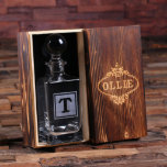 Vintage Whiskey Gift Set with Monogram Decanter<br><div class="desc">This sets comes with 1 whiskey decanter and 1 wood box. 100% glass stopper. It is the best choice for anyone who needs great groomsmen gift,  best man gift,  graduation gift,  21st birthday gift.</div>