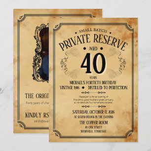 Vintage Whiskey Label Photo 40th Birthday Invitation