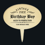 Vintage Whiskey Person Funny Birthday Cake Topper<br><div class="desc">Vintage 1944 1945 1946 1947 1948 1949 1950 1951 1952 1953 1954 1955 1956 1957 1958 1959 1960 1961 1962 1963 1964 1965 1966 1967 1968 1969 1970 1971 1972 1973 1974 1975 1976 1977 1978 1979 1980 1981 1982 1983 1984 Aged to Perfection. Funny 30th 31st 32nd 33rd 34th...</div>