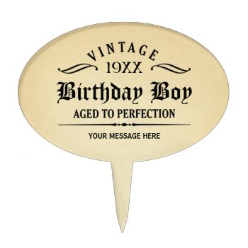 Vintage Whiskey Person Funny Birthday Cake Topper by giftcy at Zazzle