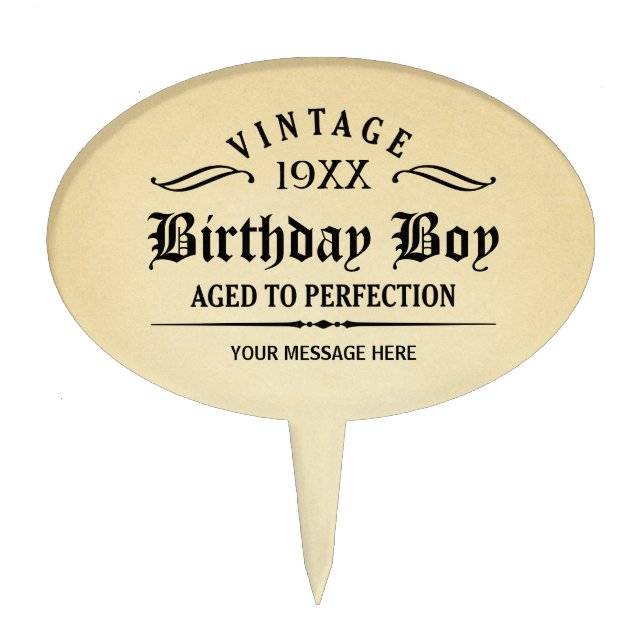 Vintage Whiskey Person Funny Birthday Cake Topper (Front)