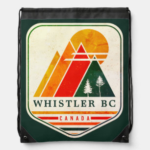 Vintage Whistler Canada Skiing Souvenir 1980s Drawstring Bag