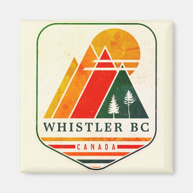 Vintage Whistler Canada Skiing Souvenir 1980s Magnet (Front)